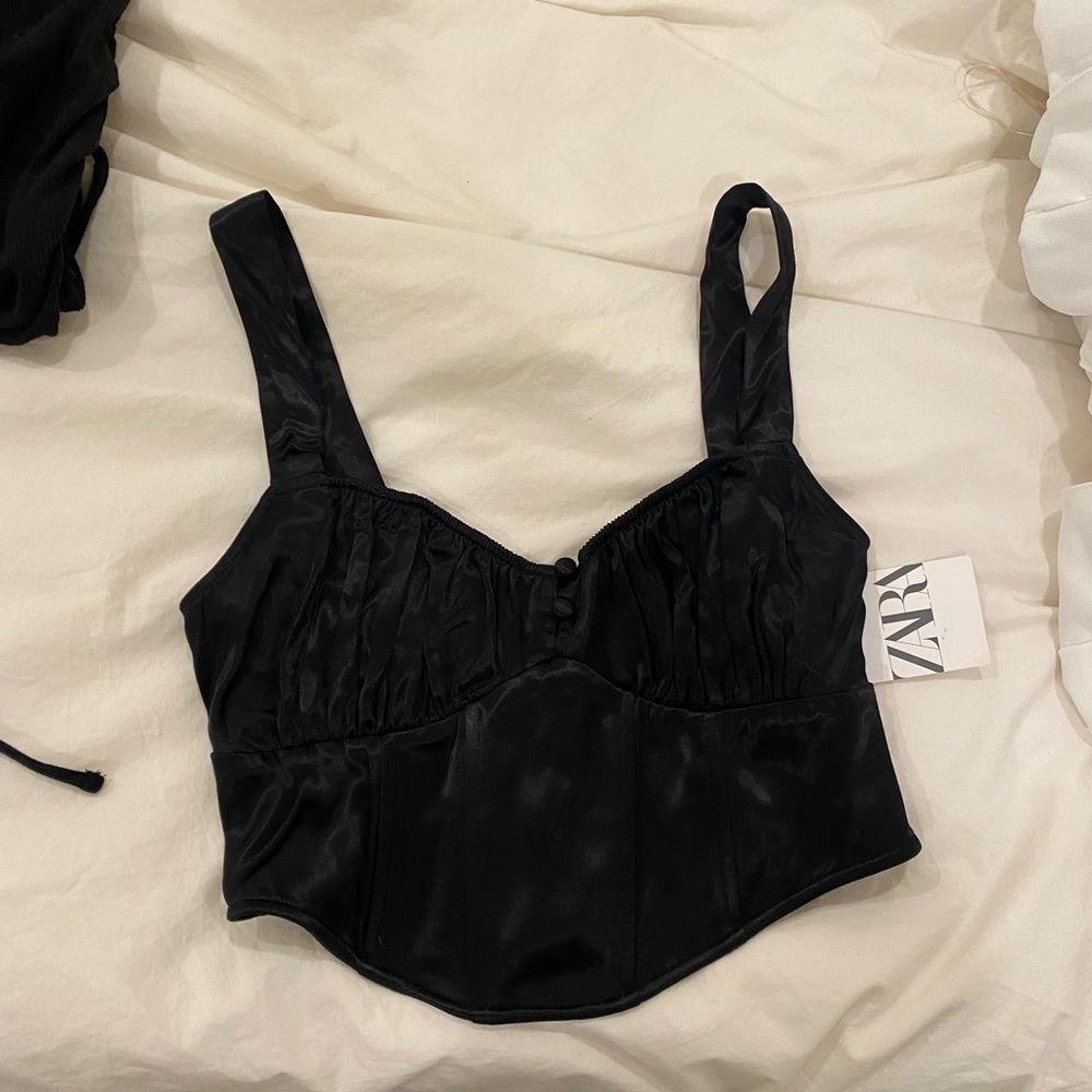 Zara Black Satin Corset